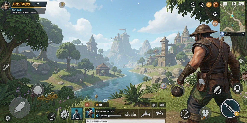 Tampilan gameplay ARISTA88 yang menampilkan eksplorasi dunia terbuka