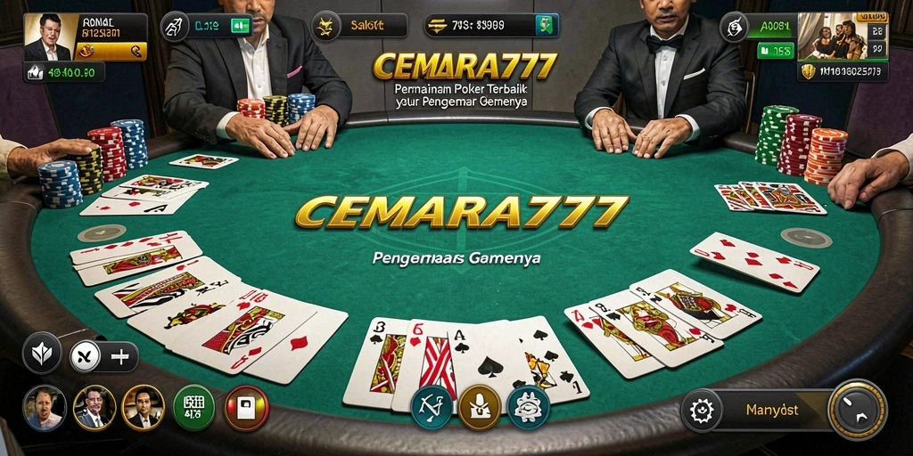 Screenshot CEMARA777 menampilkan gameplay Poker yang seru dan menantang.