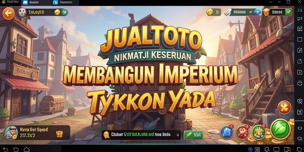 Screenshot dari gameplay JUALTOTO yang menunjukkan keseruan membangun bisnis Tycoon.
