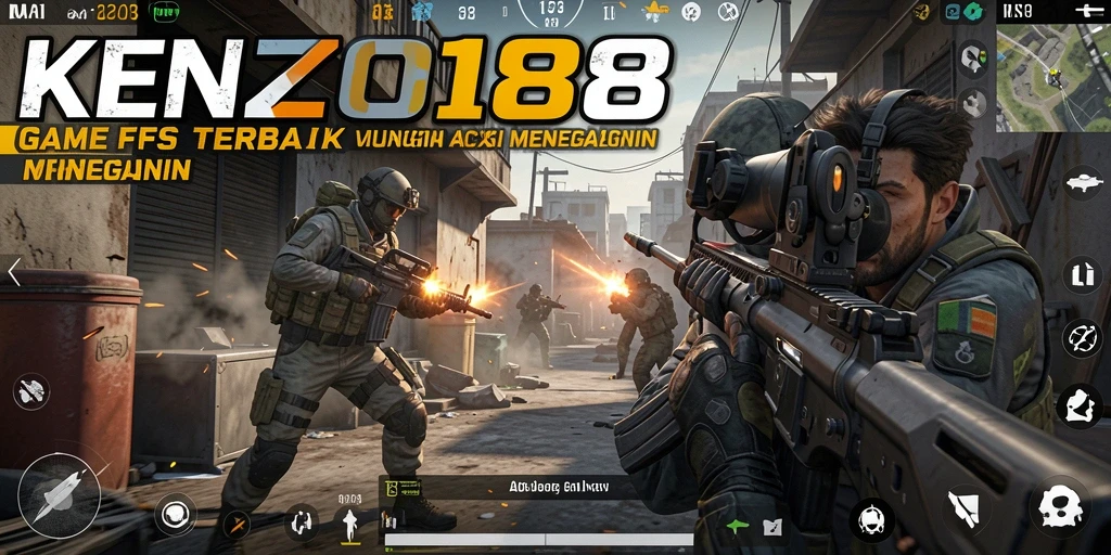 Screenshot gameplay KENZO188 menampilkan aksi tembak-menembak yang mendebarkan.