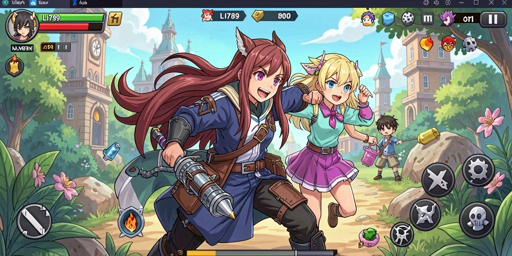 Screenshot gameplay LI789 yang menampilkan aksi pertempuran karakter Anime.
