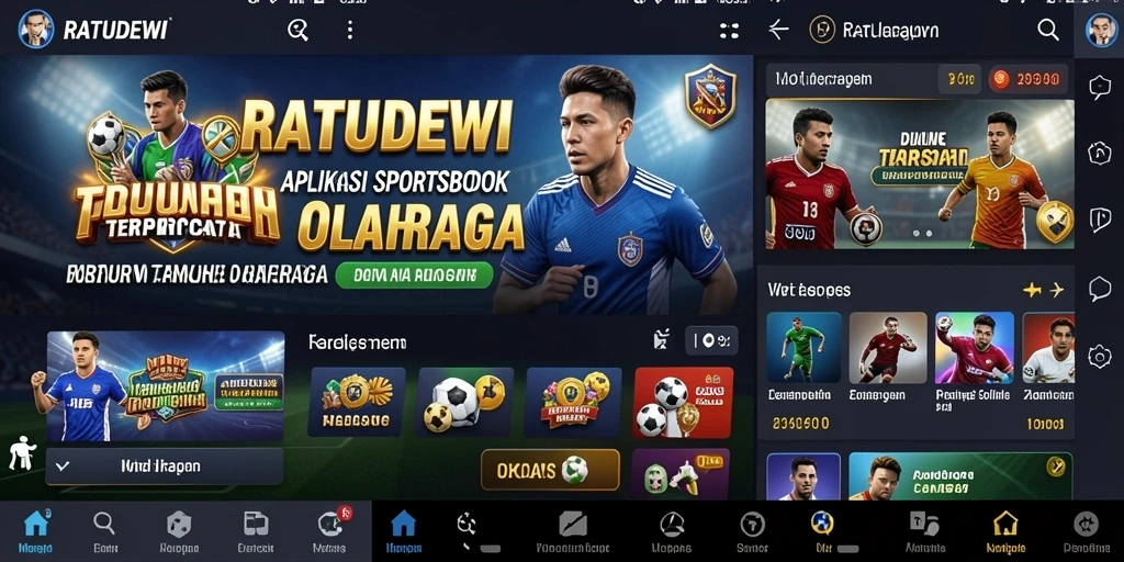 Tampilan menarik dari gameplay dan fitur taruhan Sportsbook.