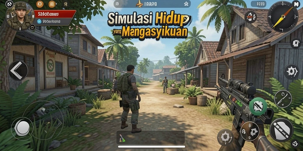 Tampilan menarik dari gameplay simulasi RP8 dengan karakter dan lingkungan yang hidup.