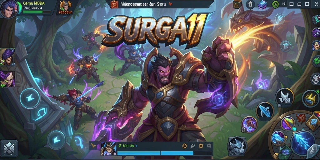 Gameplay seru SURGA11 menampilkan pertarungan epik antar karakter MOBA.