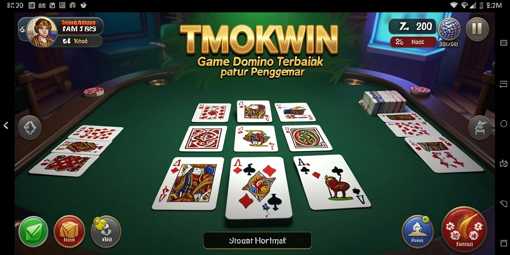 Tampilan menarik dan antarmuka pengguna yang mudah di navigasi dalam gameplay Domino.