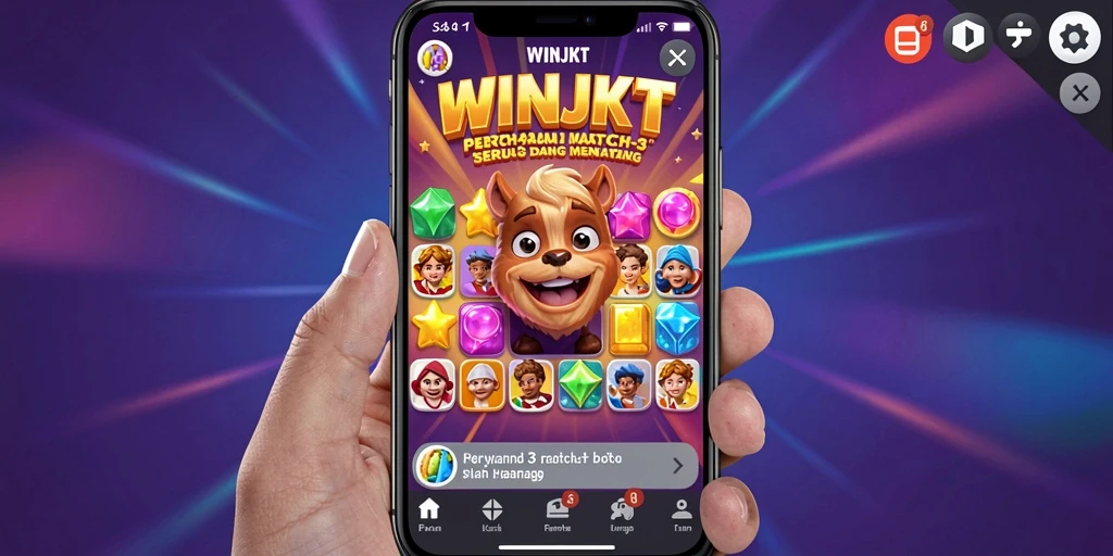 Tampilan permainan <strong>WINJKT</strong> dengan gameplay Match-3 yang seru.
