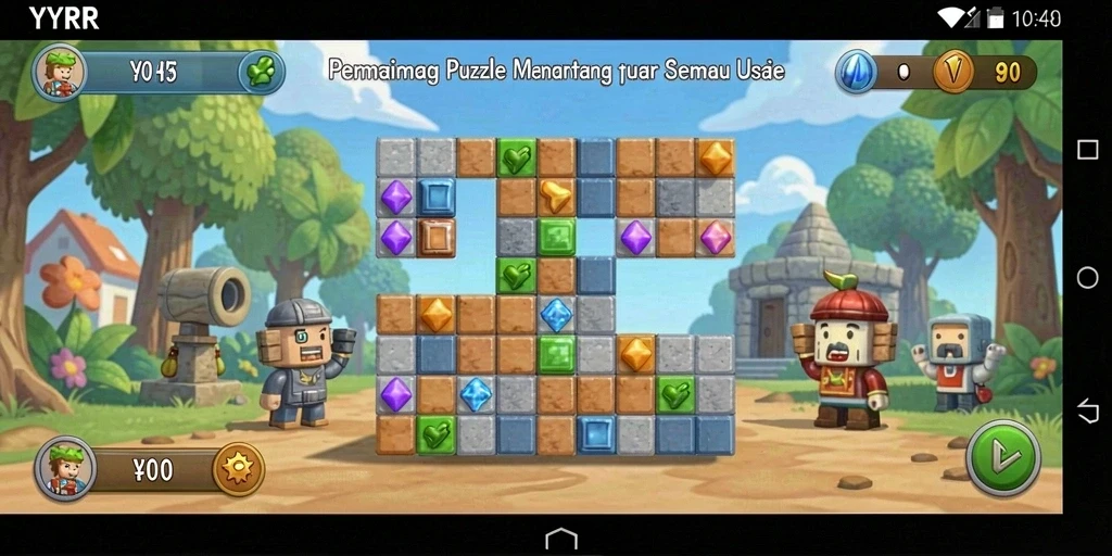 Screenshot menunjukkan gameplay menarik dari YYRR dengan puzzle yang menantang.